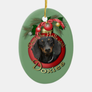Christmas - Deck the Halls - Doxies - Winston Ceramic Tree Decoration
