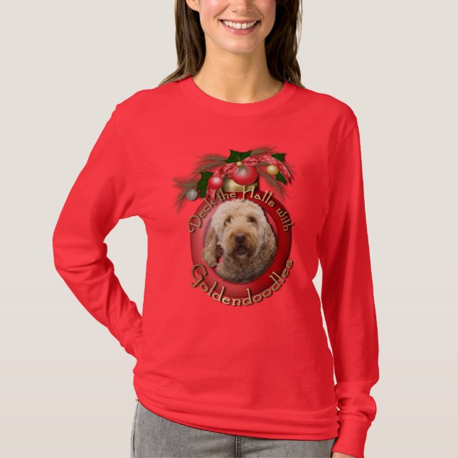 Christmas - Deck the Halls - Goldendoodles T-Shirt (Front)