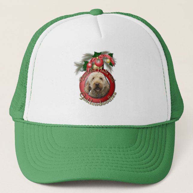 Christmas - Deck the Halls - Goldendoodles Trucker Hat (Front)