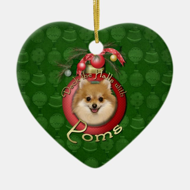 Christmas - Deck the Halls - Poms Ceramic Tree Decoration (Front)