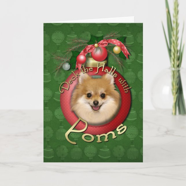 Christmas - Deck the Halls - Poms Holiday Card (Front)