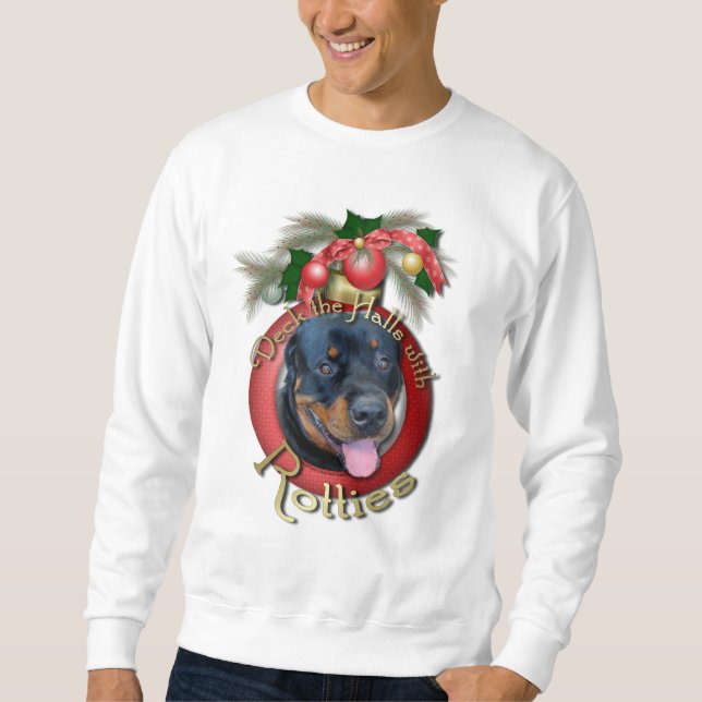 Christmas - Deck the Halls - Rotties - Harley Sweatshirt (Front)
