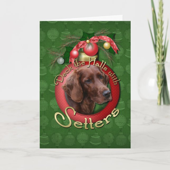 Christmas - Deck the Halls - Setters Holiday Card (Front)