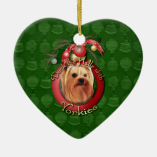 Christmas - Deck the Halls - Yorkshire Terrier Ceramic Tree Decoration
