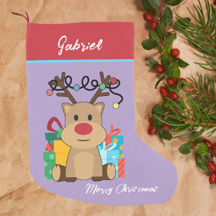 Christmas Decor Cute Reindeer Classic Small Christmas Stocking