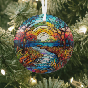 Christmas Decor Everglades Park Florida Adventure Glass Tree Decoration