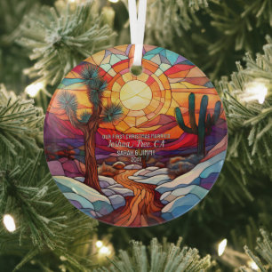 Christmas Decor Joshua Tree Park Married Couple Glass Tree Decoration