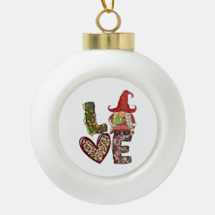 Christmas Decor Love Gnomes Ceramic Ball Christmas Ornament