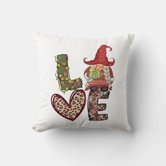 Christmas Decor Love Gnomes Cushion (Front)