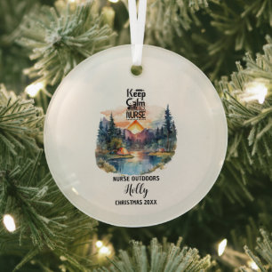 Christmas Decor Nurse Outdoors Camp Adventure Gift Glass Tree Decoration