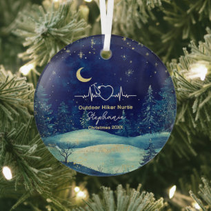 Christmas Decor Outdoor Adventure Nurse Life Gift  Glass Tree Decoration