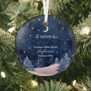 Christmas Decor Outdoor Adventure Nurse Life Gift  Glass Tree Decoration