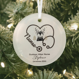 Christmas Decor Outdoor Adventure Nurse Life Gift Glass Tree Decoration
