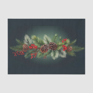 Christmas Decor Pine And Holly Tissue Paper