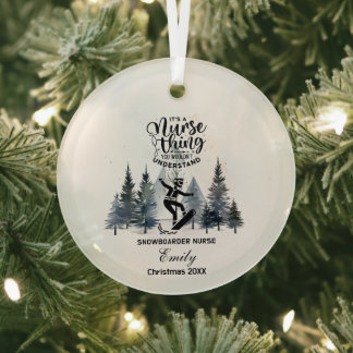 Christmas Decor Snowboarding Nurse Shredding Gift Glass Tree Decoration