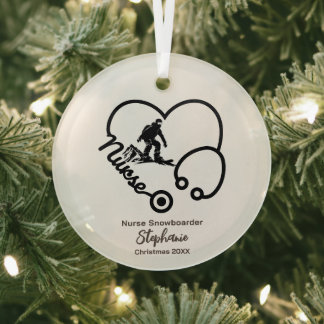 Christmas Decor Snowboarding Nurse Shredding Gift Glass Tree Decoration