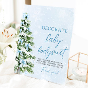 Christmas Decorate Baby Bodysuits Baby Shower Game Pedestal Sign