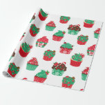 Christmas decorated cupcakes pattern wrapping paper<br><div class="desc">Colourful cupcakes with Christmas decorations seamless pattern.</div>