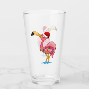 Christmas Decorated Flamingo Drinking Glass