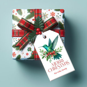Christmas Decorated Hummingbird Merry Christmas Gift Tags