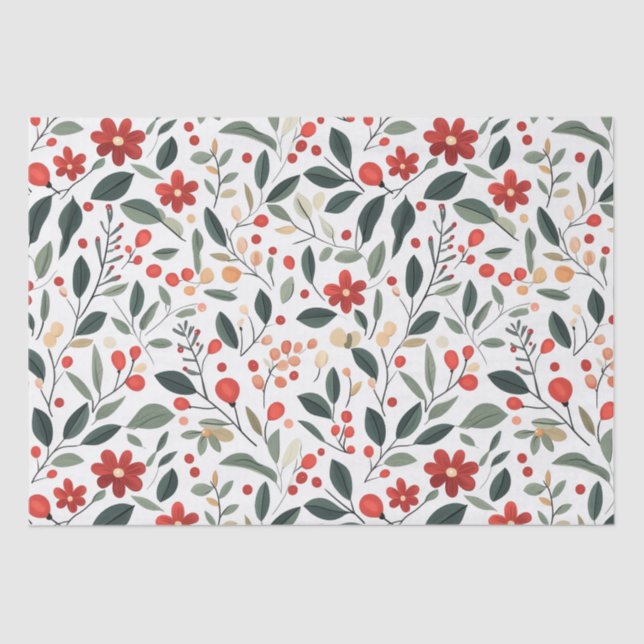 Christmas Decoration and Plants Tissue Paper (Front)