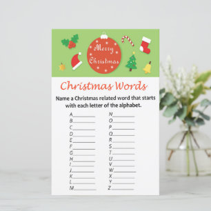 Christmas decoration christmas alphabet words game