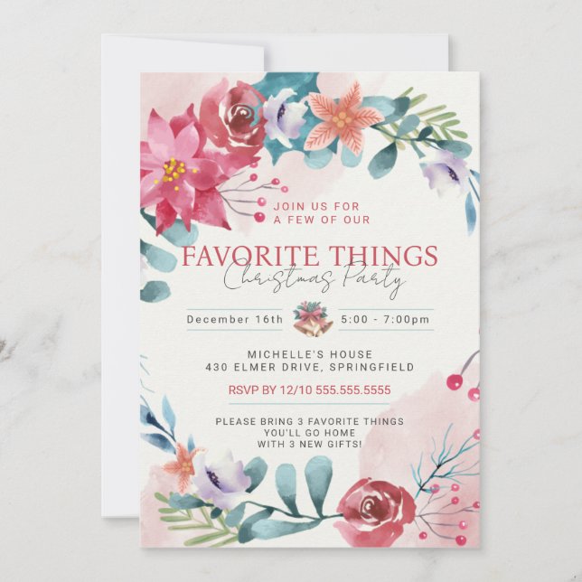 Christmas Decoration Favourite Things Party Invitation (Front)