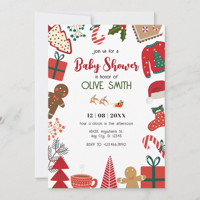 Christmas decoration fun baby shower invitation (Front)