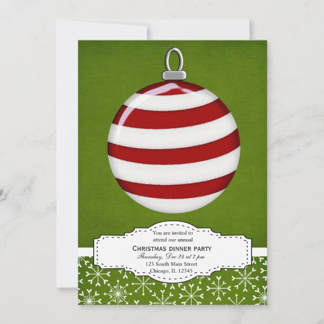 Christmas Decoration (Green) Invitation (Front)