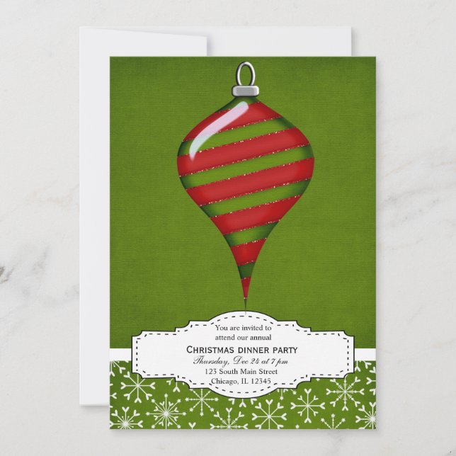 Christmas Decoration (Green) Invitation (Front)