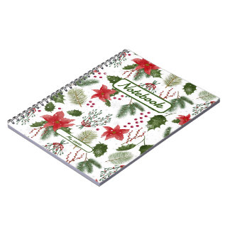 Christmas decoration Greenery  plants Watercolor s Notebook