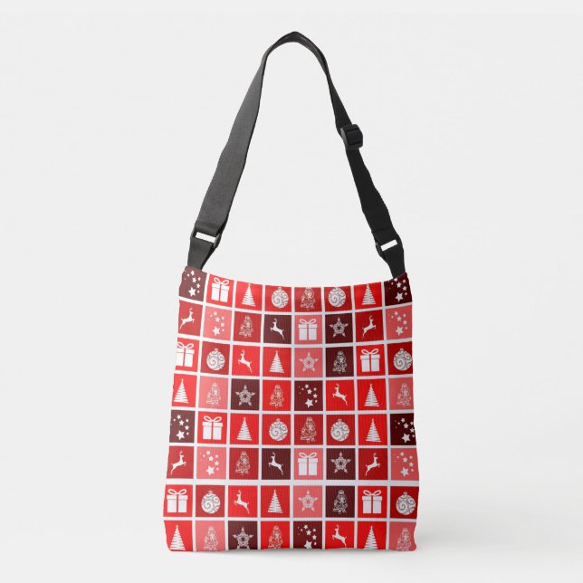 Christmas Decoration Holiday Red Pattern Crossbody Bag (Front)
