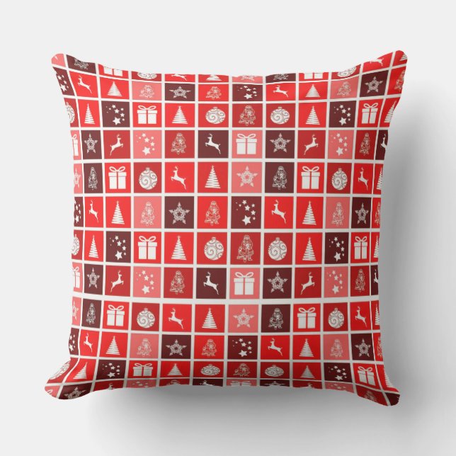 Christmas Decoration Holiday Red Pattern Cushion (Front)