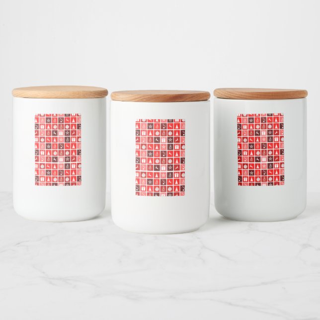 Christmas Decoration Holiday Red Pattern Food Label (Bottles)