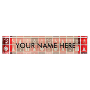 Christmas Decoration Holiday Red Pattern Nameplate