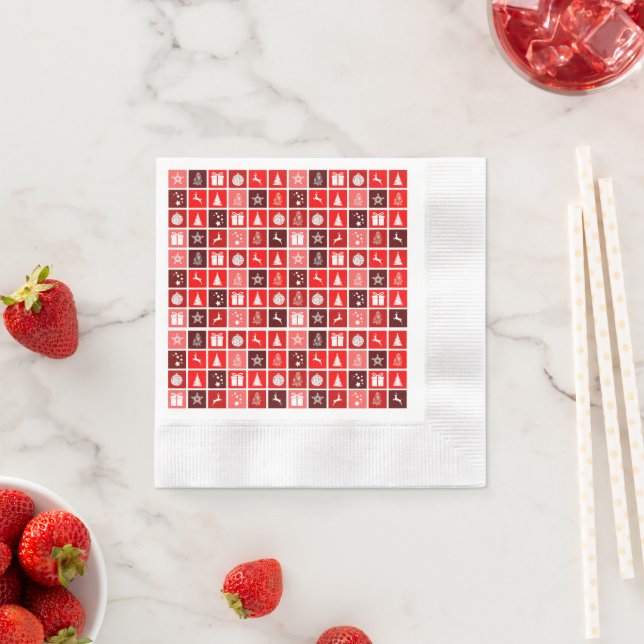 Christmas Decoration Holiday Red Pattern Napkin (Insitu)