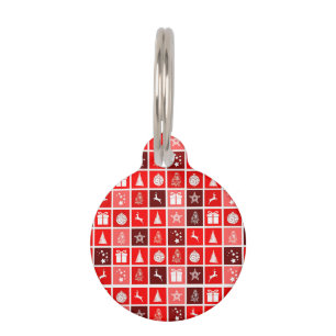 Christmas Decoration Holiday Red Pattern Pet Tag
