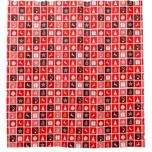 Christmas Decoration Holiday Red Pattern Shower Curtain (Front)
