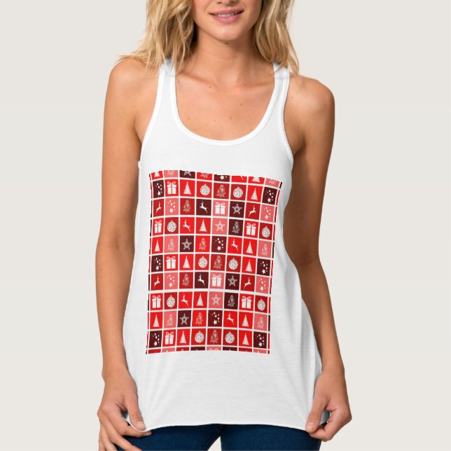 Christmas Decoration Holiday Red Pattern Singlet (Front)