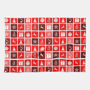 Christmas Decoration Holiday Red Pattern Tea Towel