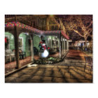 Christmas Decoration in City with Snowman by House