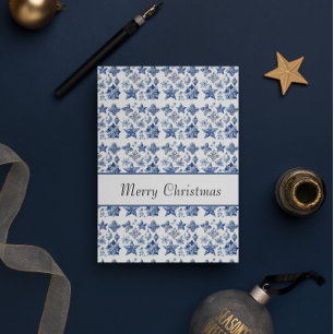 Christmas decoration in Delft Blue customisable Invitation