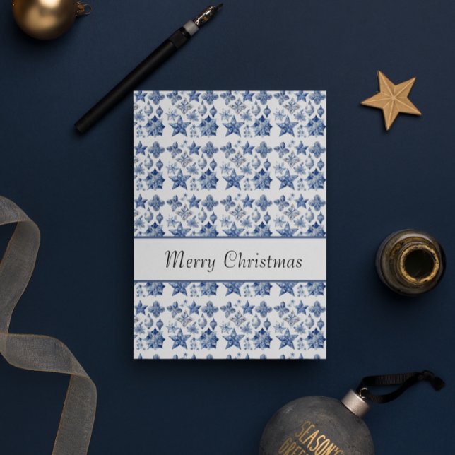 Christmas decoration in Delft Blue customisable  Invitation (Creator Uploaded)
