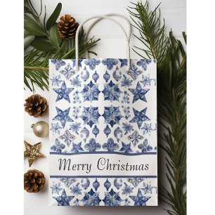 Christmas decoration in Delft Blue customisable  Medium Gift Bag