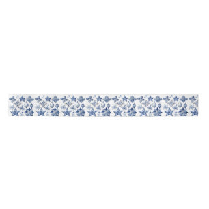 Christmas decoration in Delft Blue Metal Ornament Satin Ribbon