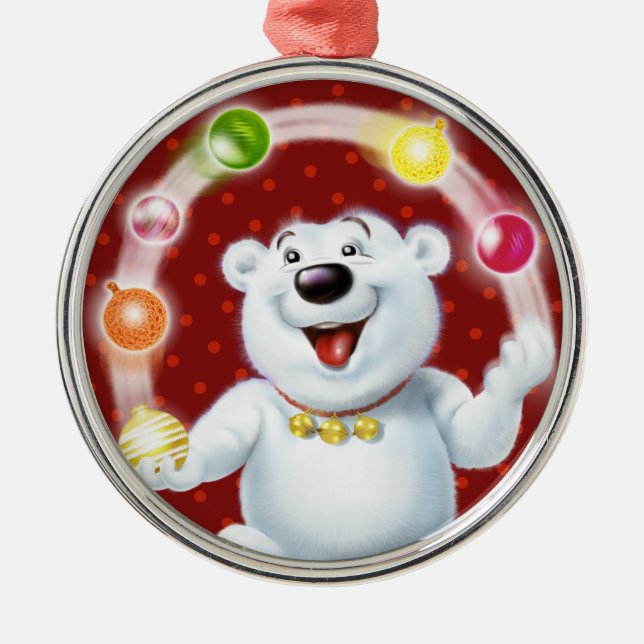 Christmas decoration juggling Polar Bear. (Front)