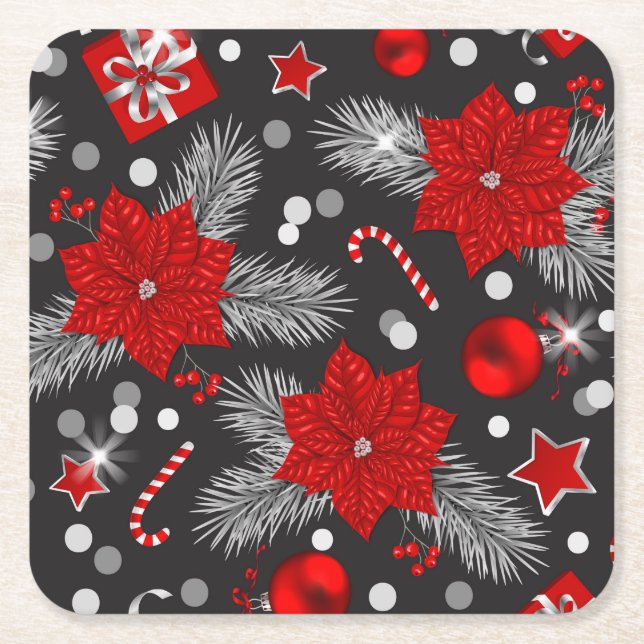 Christmas decoration pattern design square paper coaster (Front)