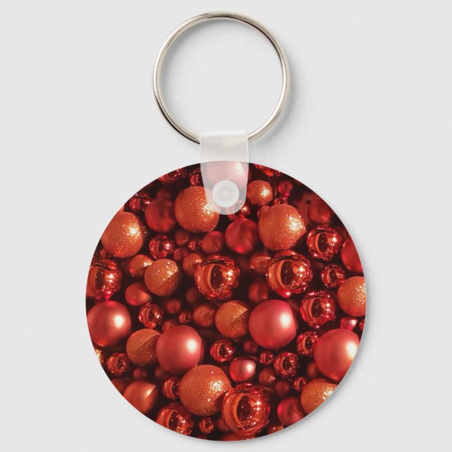 Christmas Decoration Red Baubles Key Ring (Front)