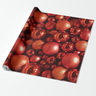 Christmas Decoration Red Baubles Wrapping Paper