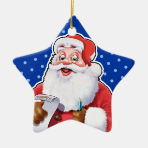Christmas decoration Santa checking his list.